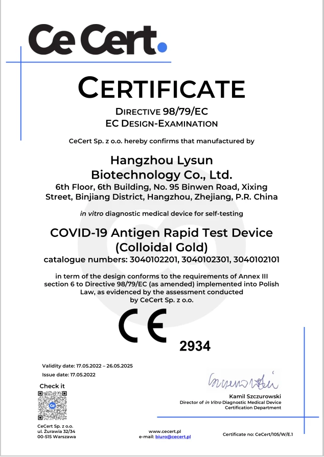 Covid-19 Antigen Rapid Test Device Självtestande CE-certifikat