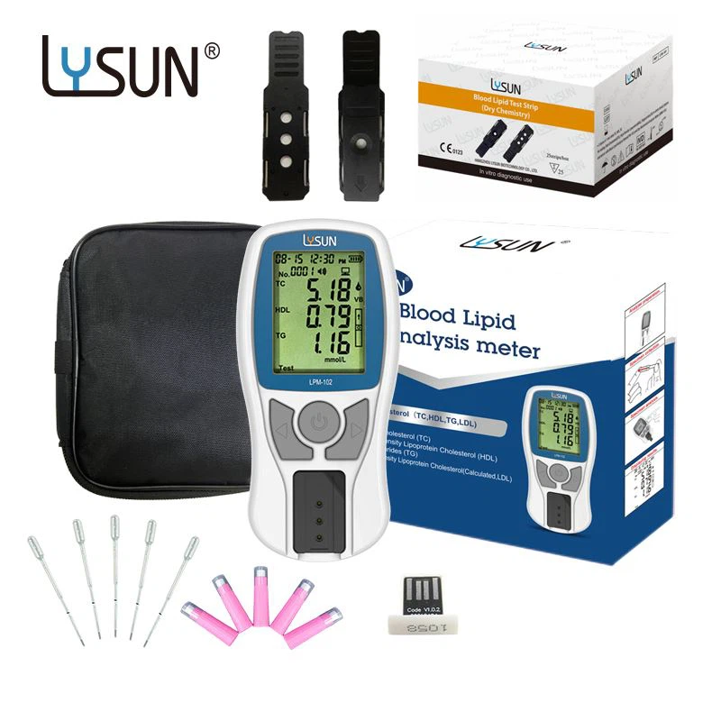 Total kolesterolblodlipidmätare HDL LDL Monitor Triglycerides testanalysator